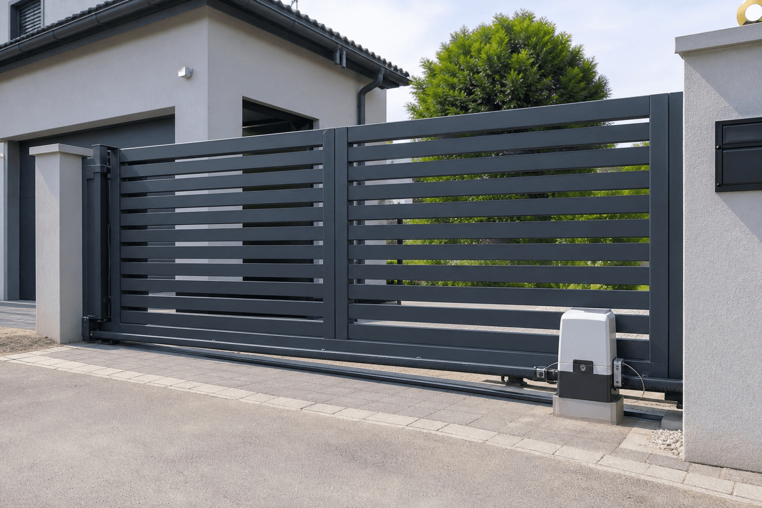 Portail coulissant aluminium motorisé La Réunion